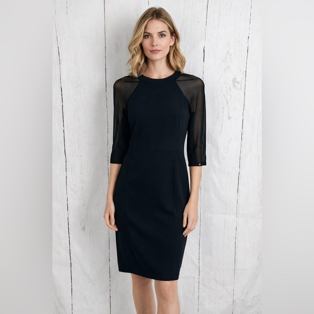 J. Brand Black Sheer Sleeve Bodycon Dress | Little Black Dress size 6